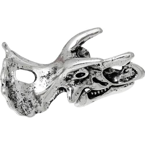 DoreenBeads Charm Pendants Dragon Head Bone Dinosaur Skull Silver Color 3.4cm x 2.1cm(1 3/8" x 7/8"), 5 PCs