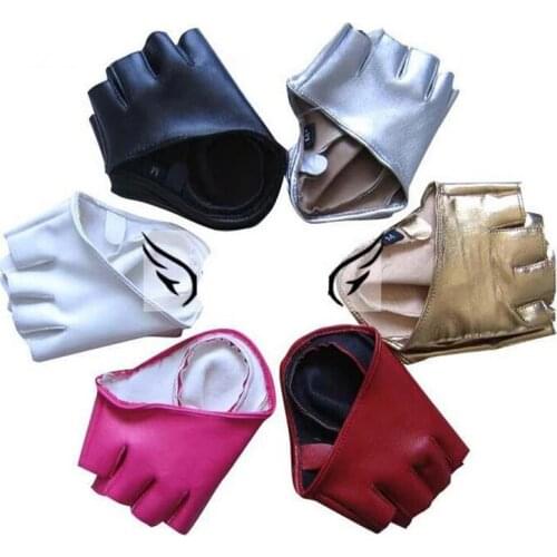 2017 Hot Sale Men Women Sexy Night Club Gloves Gothic Punk Rock Pole dancing show PU Leather Half finger Fitness gloves G205