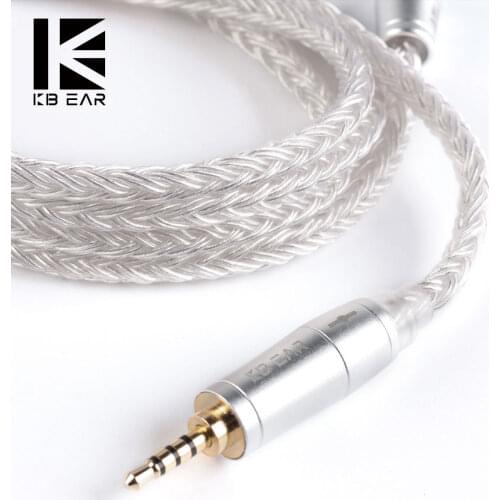 KB EAR 16 core silver cable with metal 2pin/MMCX/QDC Connector Use For TRN V90 BA5 KZ ZSX ZS10 PRO AS10 BLON BL-03 CCA C12 QDC