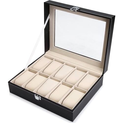 Leather Watches Box Window Organizer Box Mens 2/3/6/10/12 Grids Watches Case Boxes Jewelry Display Case Storage Holder Best Gift