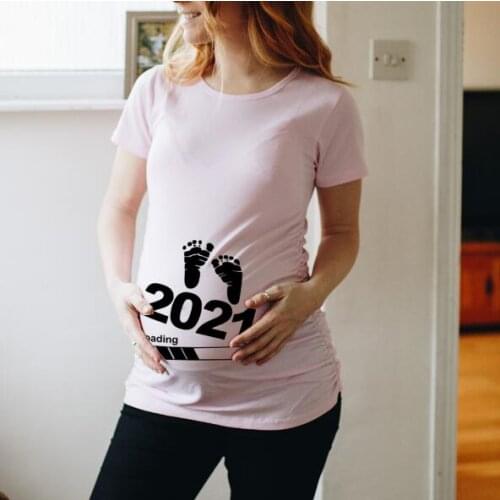 Summer Pregnancy Shirt Maternity Christmas Ladies Top Women Pregnancy T-shirt Santa Baby Print Pregnant Maternity T Shirts Tops