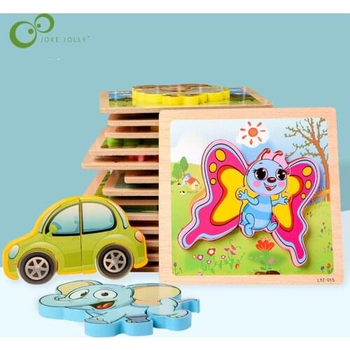 Montessori Materials Children Jigsaw Board Educational Wooden Toys For Toddlers Puzzle Tangram Cartoon Owl Baby Toys DDJ