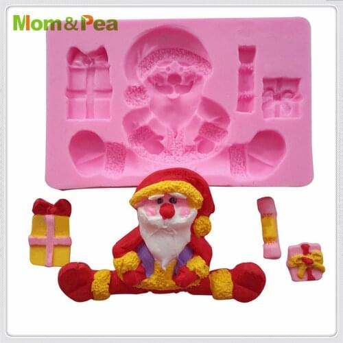 Mom&Pea MPA0707 Santa Claus Shaped Press Silicone Mold Cake Decoration Fondant Cake 3D Mold Food Grade