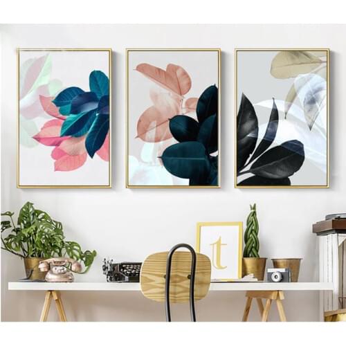 Colorful Leaves Wall Pictures for Living Room Home Decoration Nordic Plants Poster Wall Art Canvas Painting Posters and Prints