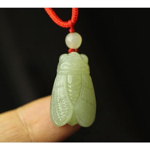 Natural hetian little green jade pendant handcarved cicada jade necklace women baby pendants jade jewelry top brand jade jewelry