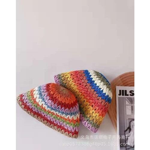 New Fashion childrens cloth label knit hat baby autumn and winter new wave Korean version of candy color solid color