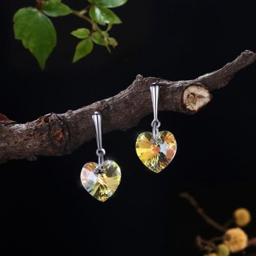 2021 New Earrings 925 sterling silver Crystal from Swarovskis Wholesale Crystal Earrings Shape Heart Women Fine Jewelry