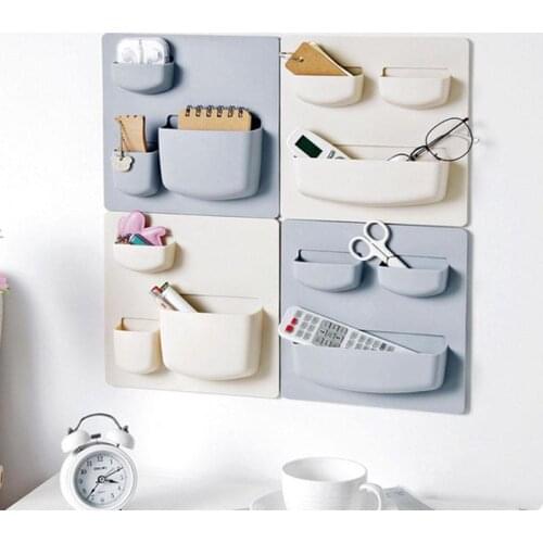 Plastic Self-adhesive Refrigerator Fridge Storage Rack Organizer Cleaning Sponge Shelf Wall Mounted Kitchen Organizer Kitchen