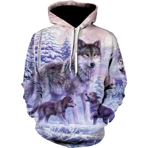 Animal snow Wolf Series 3D Printed pullover harajuku long sleeve hoodies Fashion Novelty hoodie winter Casual jacket sudaderas