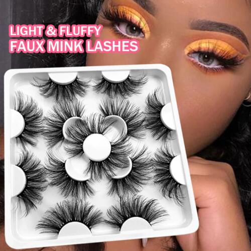 5/7/8 pairs Eyelashes 3D Mink Lashes 25MM Fluffy Soft Wispy Volume Thick long Cross False Eyelashes Eye Lashes Reusable Eyelash