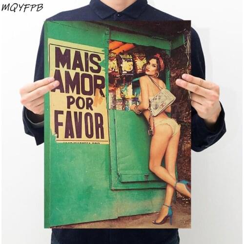 Sexy Girl Kraft Paper Poster Wall Sticker Decorative Painting Household Products 50.58x35cm