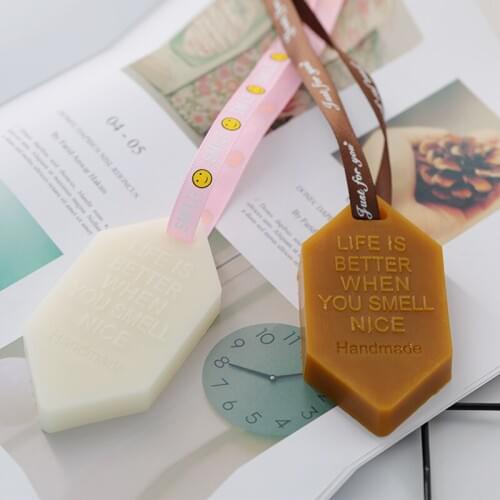 Emboss Letter Design Aromatherapy Wax Silicone Molds DIY Gypsum Plaster Mould Hexagon Tag Silica gel Mold