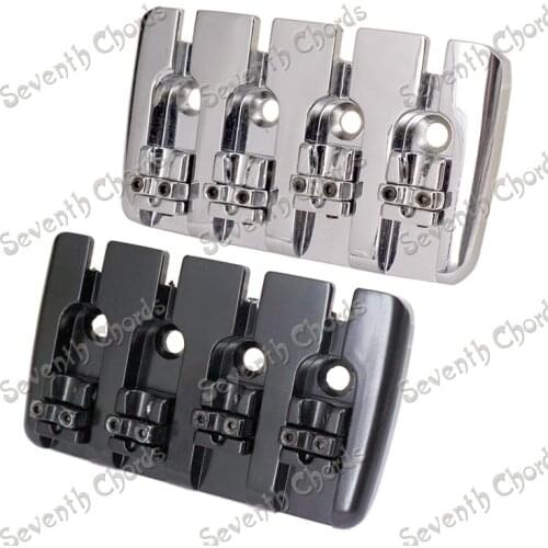 Vintage Top Load Adjustable Saddle Bridge for 4 String Electric Bass - Chrome - Black For choose