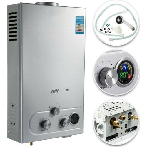 12L Natural Gas Water Heater Warmer Stainless Steel With LCD Shower