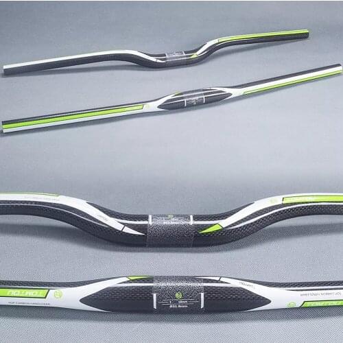 TOMTOU Green Glossy 3K Carbon Fiber Bicyle Horizontal Handlebar One-shaped Handlebars Bikes MTB Parts Stem Diameter 31.8mm
