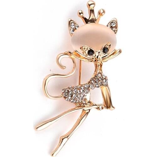New Arrival Fashion Jewelry Brooch Pins Lovely Fox Crystal Vintage Brooches For Women Brooch Pins Badge Scarf Accessories