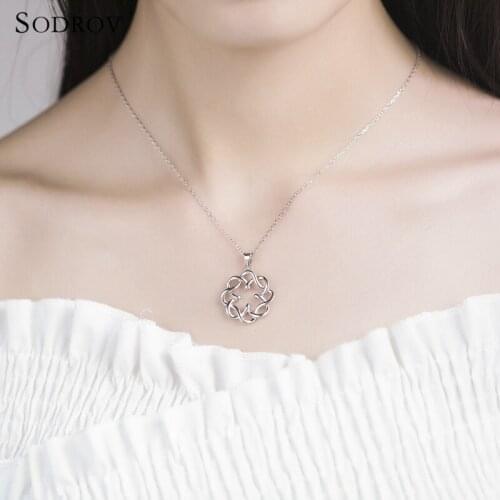 925 Hot sterling silver flower unique pendant necklace Fine Jewelry For women joyas de plata 925 N025