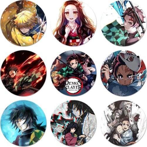 Anime Demon Slayer Kimetsu no Yaiba Icons Pins Badge Decoration Brooches Metal Badges For Backpack Decoration