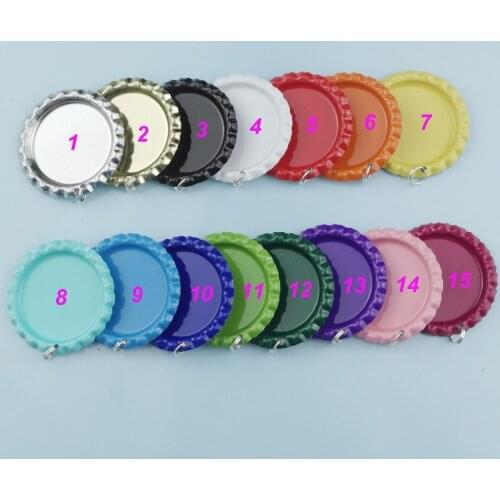 1'' Metal Colored Flattened Bottle Caps SUTOYUNE Flat Bottle Cap With Split Ring For DIY Crafts Pendants 60pcs Mix 15 Color