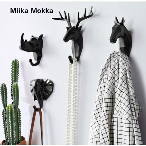 1pc Deer Elephant Unicorn Rhinoceros Head Animal Resin Hook Clothing Display Racks Hook Coat Hanger Cap Room Decor Show Wall Bag