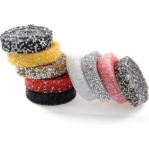 10 Yards 1.5cm Hot Fix Rhinestones Trimming Resin Hot Fix Mesh Rhinestones with Glue for DIY Clothes Bags Decoration B1204