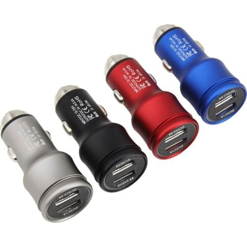 1000pcs Mini Car Charger 3.4A Fast Charge Dual Port USB Cargador Carro Lighter Adapter for iPhone Samsung HTC Huawei