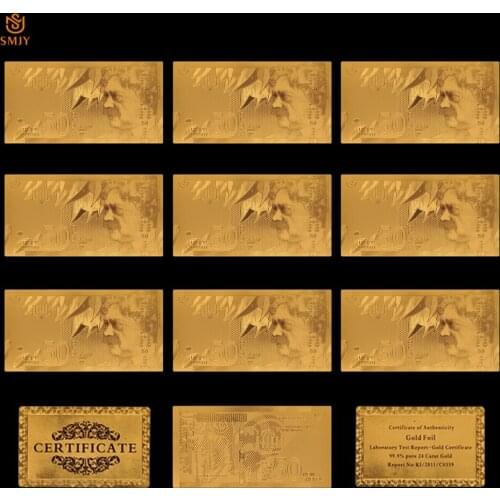 10ocs/lot Israel Set Bank Note 50 New Shekel Money in 24k Gold Banknote Paper For Height Collections