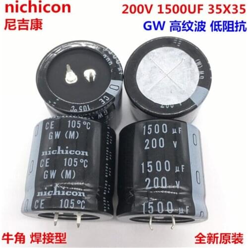 2PCS/10PCS 1500uf 200v Nichicon GW 35x35mm 200V1500uF Snap-in PSU Capacitor