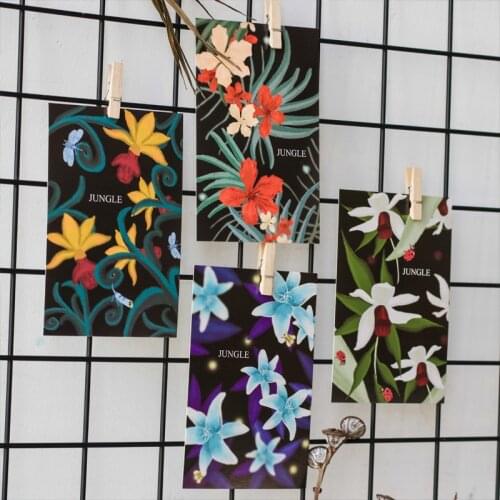 30pcs flower Blooming in night multi-use Scrapbooking party invitation DIY Decoration gift card message card postcard