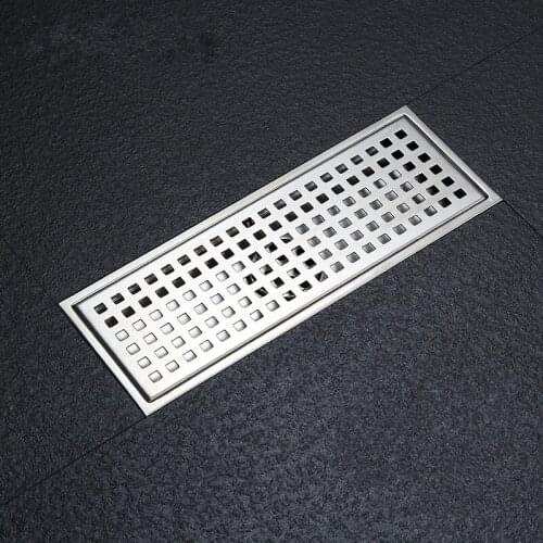 300*110MM Linear Shower Floor Drain with Removal Cover - Made of 304 Stainless Steel , 12 Inch Long - Brushed Stainless --SM153