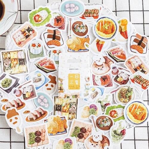 46pcs/box Food Memo Sticker Creative Kawaii Diary Scrapbooking Planner Decoration Stationery Sticker Office School Supplies