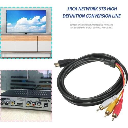 5 Feet 1080P HDTV HDMI-compatible Male to 3 RCA Audio Video AV Cable Cord Adapter Converter Cable Lead For HDTV NEW