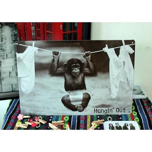 50pcs/lot Metal Sign shabby chic HANGIN is out Metal signs Art wall decor House Cafe Restaurant Metal Paintings Z-15