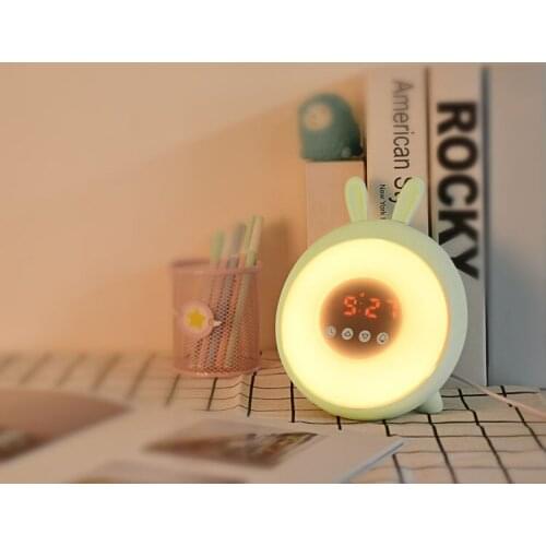 7 Color Changing LED Alarm Clock Night Light Dream Cute Rabbit Night Lamps For Kids Bedroom Decorate Desk Lights Gift Luminaria