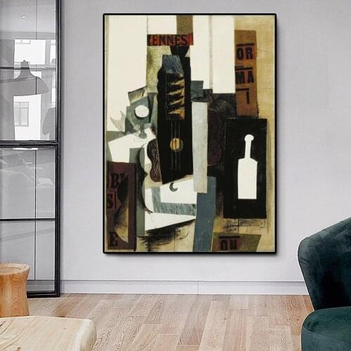 Abstract Picasso Famous Painting Musical Instrument Canvas Paintings Poster and Print Wall Art Picture for Room Cuadros Decor