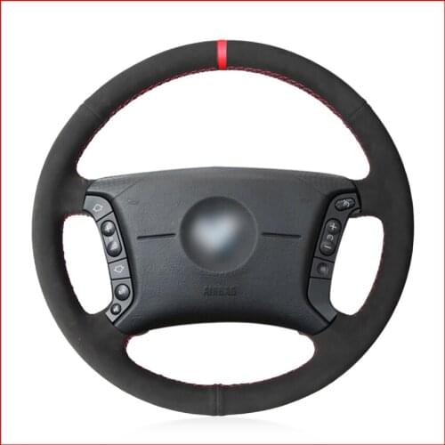 Black Suede Red Marker Steering Wheel Cover for BMW E36 1995-1997 E46 1998-2004 X3 E83 X5 E53 E38 1994-2001 E31