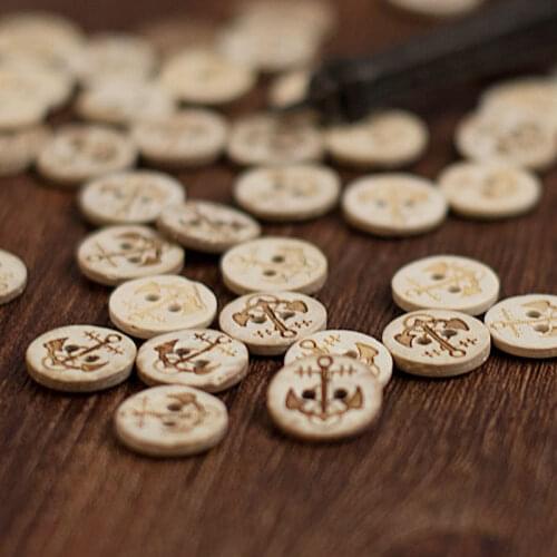 12mm anchor coconut shell buckle wooden buttons two holes buckle children buckle handmade DIY