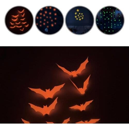 DIY 1 Set Nice-looking Hanging Spider Bat Wall Decal PVC Wall Sticker Attractive for Halloween