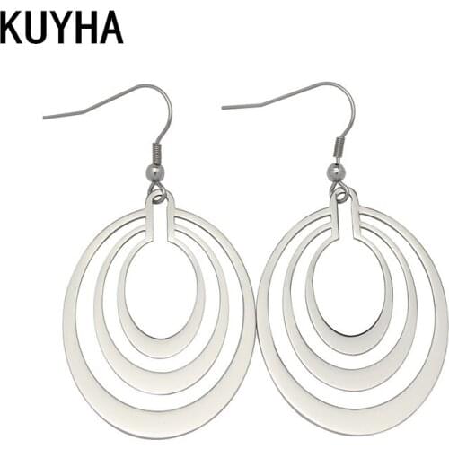 Silver Color Long Earrings Face Hollow Thin Earrings Face Oval Earrings 1 Pair Jewelry For Women