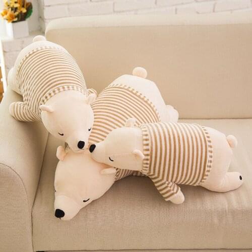 35-90cm White Brown Polar Bear Plush Toy Soft Stuffed Animals Doll Gift Valentine Cushion Pillow Bear with Shirt Detachable