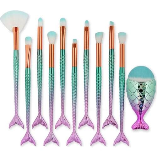 Makeup Brushes Plastic Handle Fish Design Face Make Up Blush Foundation Concealer Eyeshadow Blending Beauty Cosmetic Brush Set