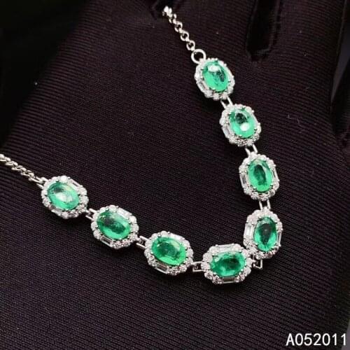 KJJEAXCMY fine jewelry natural Emerald 925 sterling silver exquisite new girl gemstone hand bracelet support test hot selling