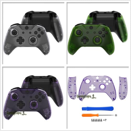 Clear Custom Top Shell Front Housing Faceplate Fix Kits with Side Rails Panel for X-box One X & One S Controller (Model 1708)