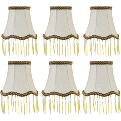 Candle Chandelier Lampshade Set of 6 Clip on Ring Drop Light Lampshade Wall Lamp Fabric Light Shade