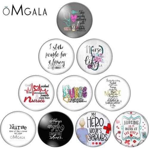 Nurse Doctors Ribbon Quotes 10pcs 8mm/10mm12mm/18mm/20mm/25mm Round photo glass cabochon demo flat back Making findings