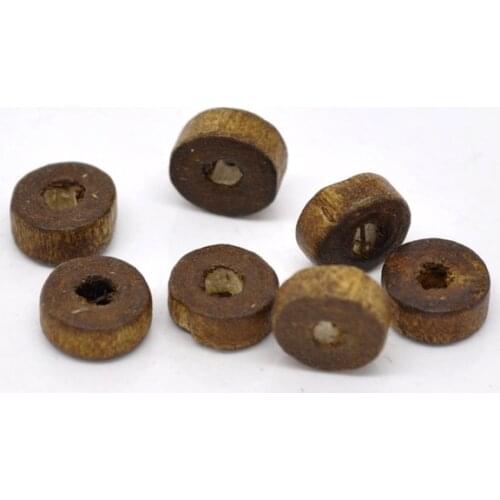 DoreenBeads Fashion Wood Spacer Beads For Jewelry DIY Findings Flat Round Coffee Black Color Beads For Handmade Earrings,300 PCs