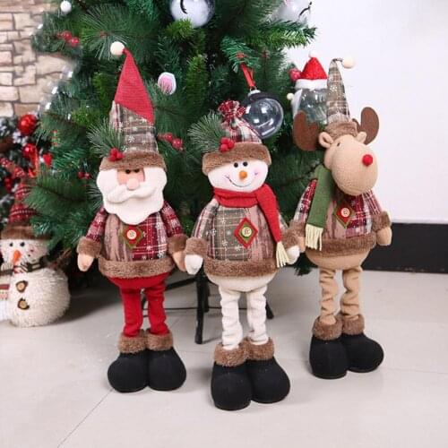 Soft Cute Christmas Decoration Doll Toy Retractable Snowman Doll Long Leg for Shop Cupboard