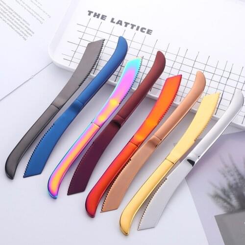 4/8PCS Stainless Steel Rose Gold Steak Knife Set Kitchen Table Dinner Knives Forks Restaurant Cutlery Flatware Dinnerware Set