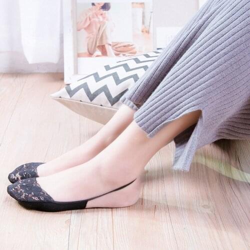Low Cut Socks Invisible Sling Socks Antiskid Liner Half Feet Hosiery Fashion Women Lace Beathable Non-Slip High heels Boat Socks