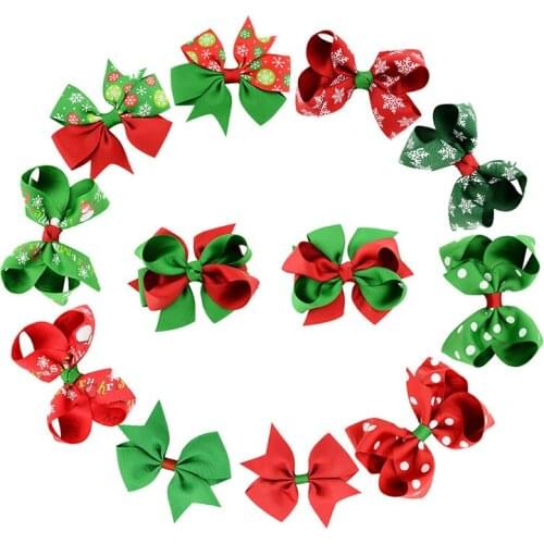 New 4.5cm Ribbon Barrette Baby Girls Hairpins Lovely Halloween Christmas Hairpins 12 Styles Hair Accessories Natal Ornaments